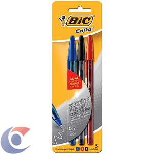 Caneta Bic 3 Un Ultra Fina Azul Preta E Vermelha