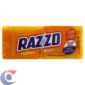 Sabão Em Barra Razzo Glicerinado Multiuso Neutro 900g 5x180g