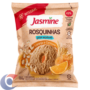 Biscoito Rosquinha Vegano Integral Laranja E Cenoura Zero Açúcar Jasmine Pacote 120g