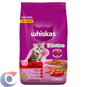 Alimento Para Gatos Filhotes 2 A 12 Meses Carne E Leite Whiskas Pacote 900g