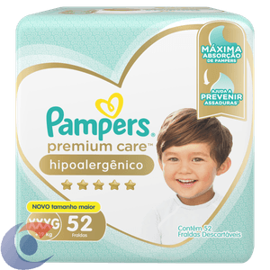 Fralda Descartavel Infantil Pampers Premium Care Xxxg Pacote 52 Un