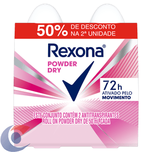 Desodorante Roll On Pack 50% Desconto Na 2 Unidade Rexona 100gr Powder