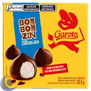 Sorvete Baunilha Cobertura Chocolate Garoto Bombomzin Caixa 82,5g