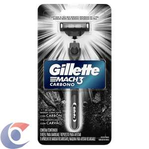 Aparelho Para Barbear Recarregável E Carga Gillette Mach3 Carbono