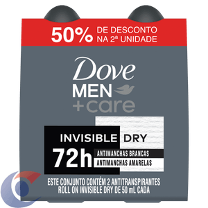 Desodorante Roll On Pack 50% Desconto Na 2ª Unidade Dove Invisible Dry 100g