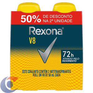 Desodorante Roll On Pack 50% Desconto Na 2 Unidade Rexona 100gr V8