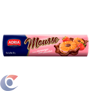 Biscoito Recheado Mousse Adria 130g Morango Com Chocolate