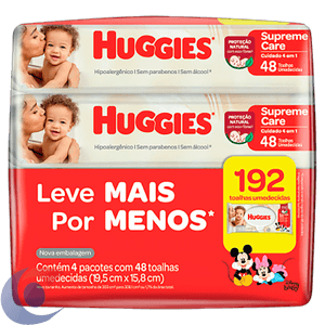 Toalha Umedecida Huggies Supreme Pack 4x48 Leve+Pague-