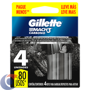 Carga De Aparelho Para Barbear Gillette Mach3 Carbono 4 Un Leve Mais Pague Menos