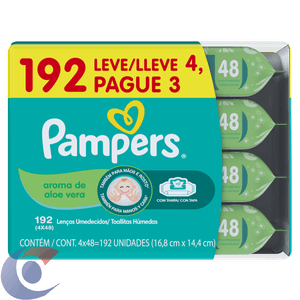 Pack Lenço Umidecido Infantil Aloe Vera Pampers Leve 4 Pague 3