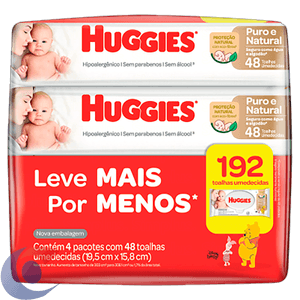 Toalha Umedecida Huggies Purecarepack 4x48 Leve+Pague-