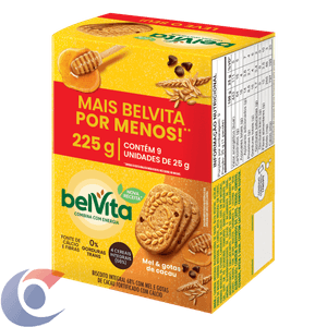Biscoito Belvita Mel E Cacau Pack Econômico 225g