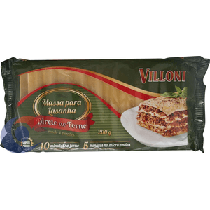 Massa Para Lasanha Villoni Direto Ao Forno 200g