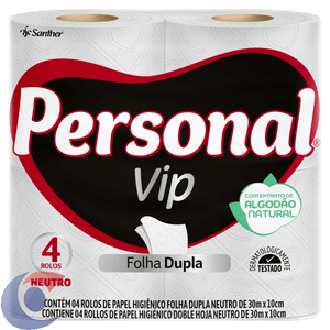 Papel Higiênico Neutro Personal Vip Folha Dupla 30m - 4 Rolos