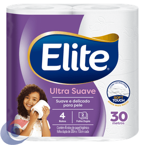 Papel Higiênico Elite Ultra Folha Dupla 4 Rolos De 30m Cada