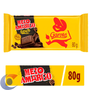 Chocolate Tablete Garoto Meio Amargo 80g