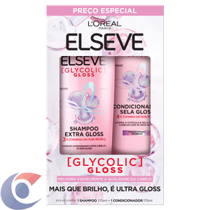 Kit Shampoo 375ml + Condicionador Loreal 545ml Glycolic Gloss