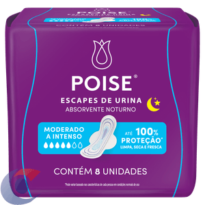 Absorvente Poise Escape De Urina Noturno Com Aba C/8un