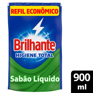 Lava Roupas Líquido Brilhante Higiene Total Refil 900ml