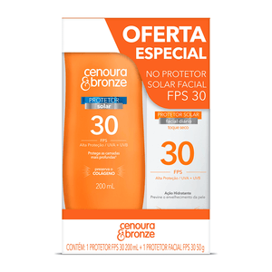 Kit Protetor Solar Fps 30 200ml + Protetor Solar Facial Toque Seco Fps 30 50g Cenoura & Bronze
