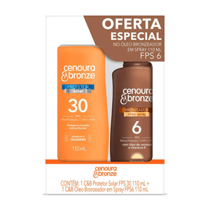 Kit Protetor Solar Fps 30 + Bronzeador Oleo Cenoura & Bronze 110ml