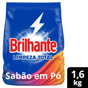 Sabão Em Pó Brilhante Limpeza Total 1,6kg
