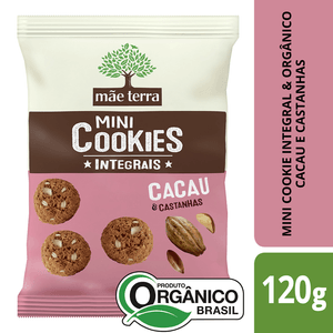 Biscoito Vegano Integral Orgânico Banana & Cacau Mãe Terra Mini Cookies 120g