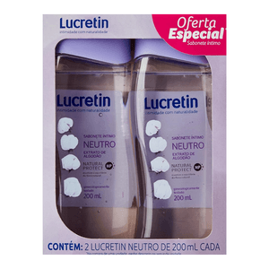 Pack Sabonete Líquido Íntimo Neutro Lucretin 2 Un 200ml Cada