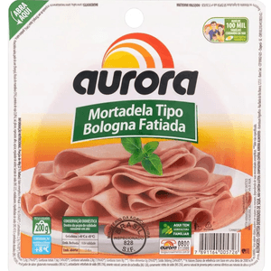 Mortadela Tipo Bologna Fatiada  Aurora 180g