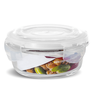 Vasilha De Vidro Redonda Casa De Mãe 600ml Com Tampa