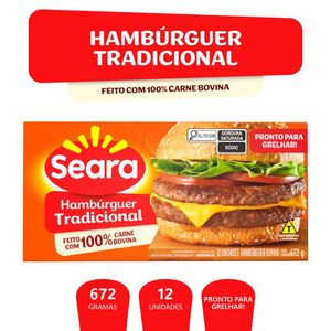 Hambúrguer Bovino Seara Tradicional 672g