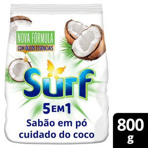 Sabão Em Pó 5 Em 1 Surf Cuidado Do Coco 800g
