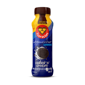 Bebida Lactea Uht Cappuccino Cookies ''N'' Cream 3 Coracoes Lovers Frasco 260ml