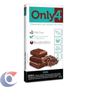 Barra De Chocolate Com Açúcar De Coco Nibs Vegano Only4 70% Cacau Op One 70g