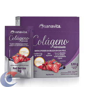 Colágeno Sanavita Frutas Vermelhas Sachê 30 Un