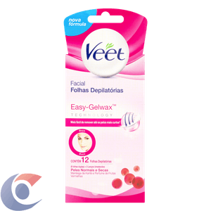 Cera Fria Facial Veet Peles Normais E Secas - 12 Folhas