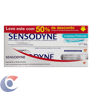 Kit Creme Dental Sensodyne Branqueador Extra Fresh 90g + Creme Dental Sensodyne Limpeza Profunda