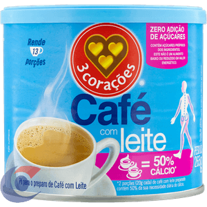 Café Com Leite 3 Corações Sem Açúcar 265g
