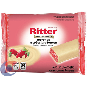 Barra De Cereal Ritter Morango E Cobertura De Chocolate Branco Light 20g 3Un