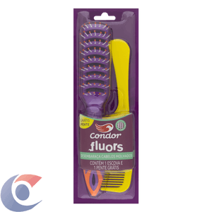 Kit Escova Para Cabelo Fluors Condor Grátis Pente Ref 6803