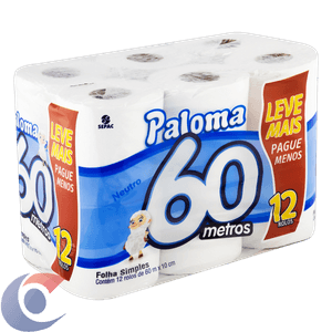 Papel Higiênico Paloma Folha Simples 12 Un 60m - Leve Mais, Pague Menos