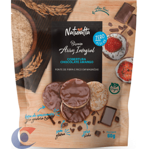 Biscoito Arroz Integral Naturatta Cobertura Chocolate Zero 60g