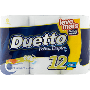 Papel Higiênico Neutro Duetto Folha Dupla 12 Un 30m - Leve Mais, Pague Menos