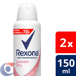 Desodorante Antitranspirante Aerosol Feminino Rexona Powder Dry 72 Horas 2 X 150ml