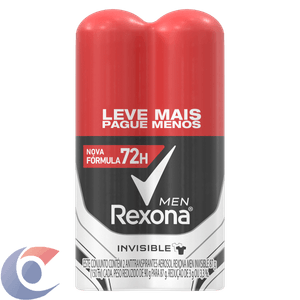 Desodorante Antitranspirante Aerosol Masculino Rexona Invisible 72 Horas 2 X 150ml