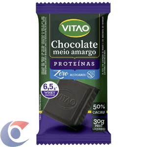 Barra De Chocolate Vitao Meio Amargo Com Whey Zero Açúcar 30g