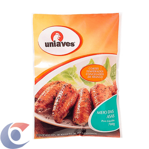 Meio Da Asa De Frango Temperada Congelada Uniaves 700g
