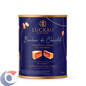 Lata Bombom Luckau Branco Com Creme De Amendoim 200g