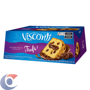 Bolo De Páscoa Com Gotas De Chocolate Recheio Trufa Visconti Colomba Pascal Caixa 450g