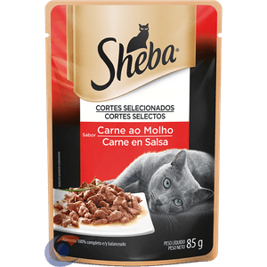 Ração Para Gatos Sheba Sabor Carne Ao Molho Adultos Sachê 85g